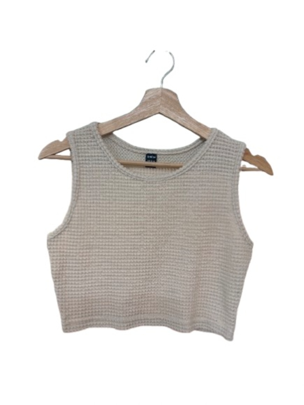 SHEIN Cream Waffle Knit Cropped Tank Top